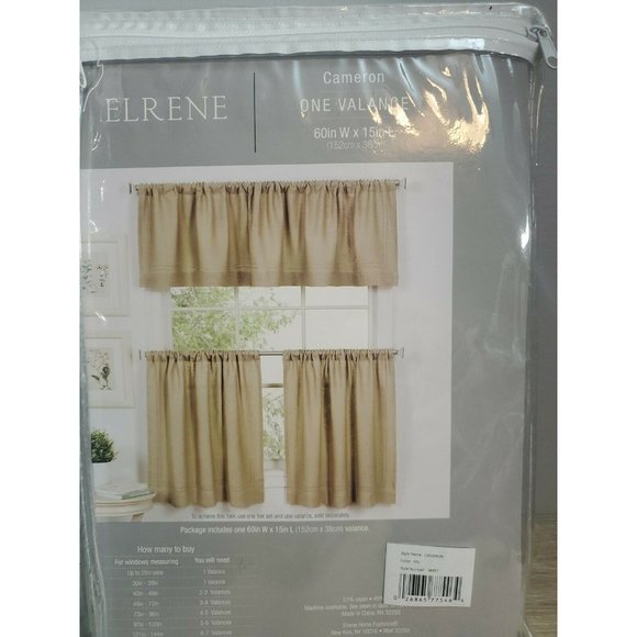 Elrene Cameron MIL Curtains 2 Tier Panels 30"x24" and Cameron 60" x 15" Valance - Picture 3 of 7